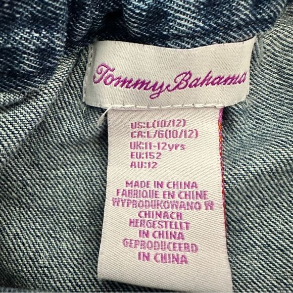 Tommy Bahama girls Jean skirt button-down front with ruffle size 10/12 - Picture 3 of 5